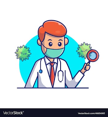 doctor searching for virus cartoon