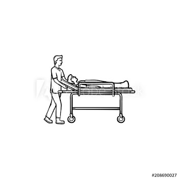 Doctor with stretchers hand drawn outline doodle icon