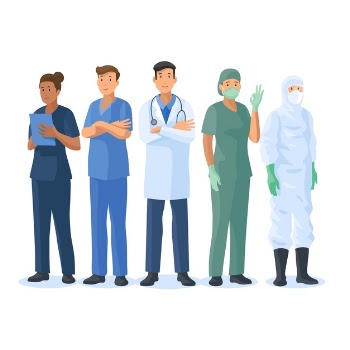 Doctors and nurses team Free Vector