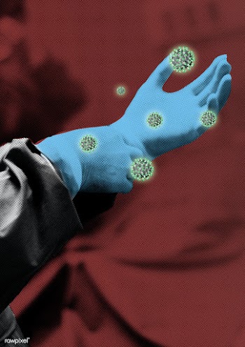 Doctors gloved hand contaminated with coronavirus background | Free  photo - 2302833