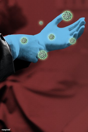 Doctors gloved hand contaminated with coronavirus background | Free  photo - 2302835