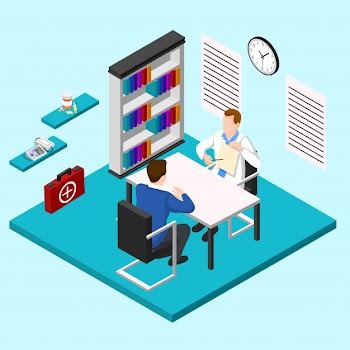 Doctors room isometric composition Free Vector