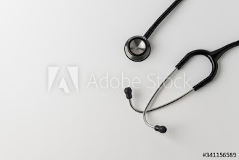 Doctors stethoscope on a white background