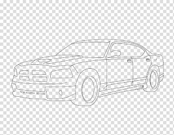 Dodge Charger Line Art, black vehicle illustration transparent background PNG clipart