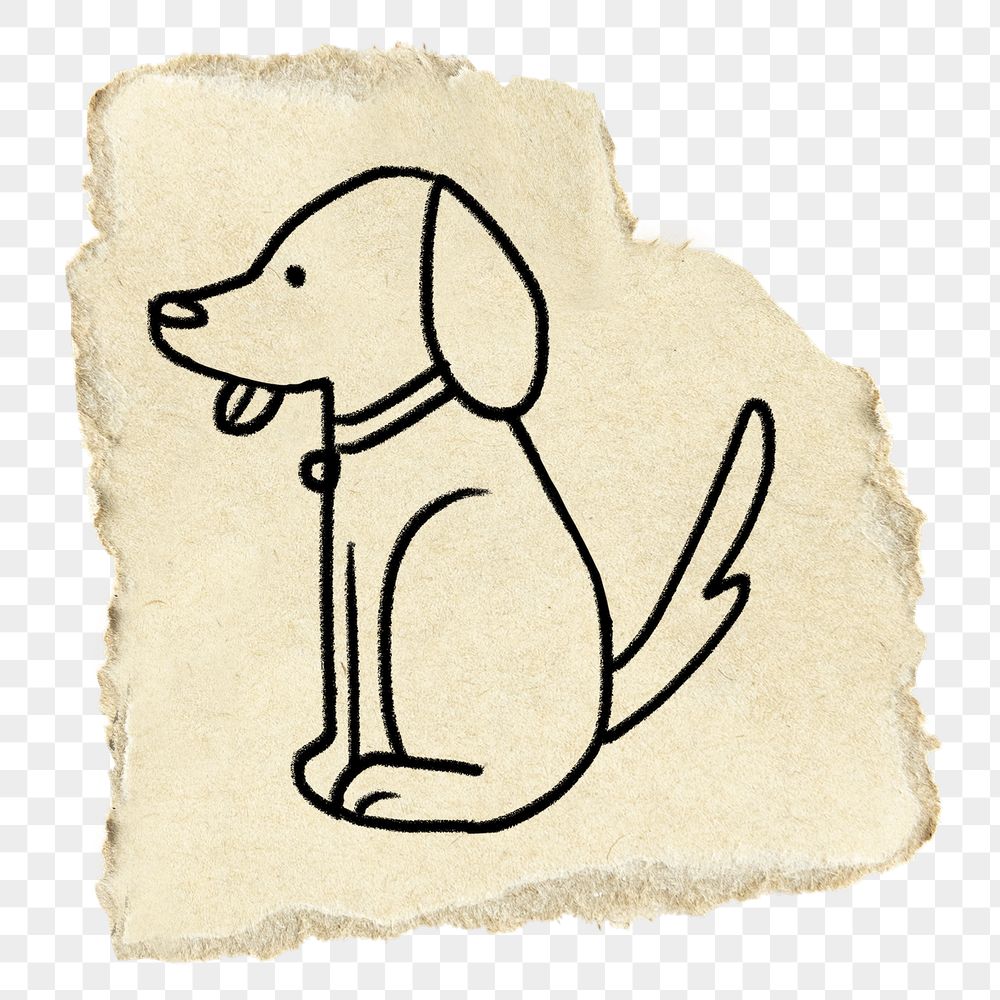 Dog doodle png sticker, torn | Free PNG - rawpixel