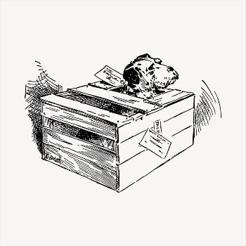 Dog in box  clipart, | Free Vector - rawpixel