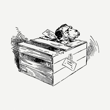 Dog in box drawing, vintage | Free PSD - rawpixel