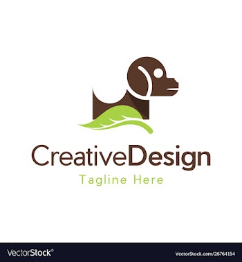 Dog leaf animal pet creative business logo vector image