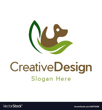 Dog leaf animal pet creative logo vector image