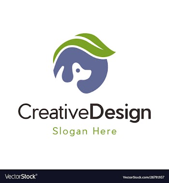 Dog leaf animal pet creative logo vector image