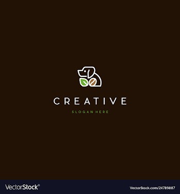 Dog line with naturally coffee creative logo desig vector image