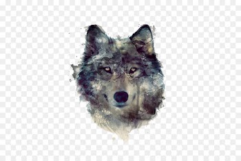 Dog Lion Pack - Gray watercolor wolf head 