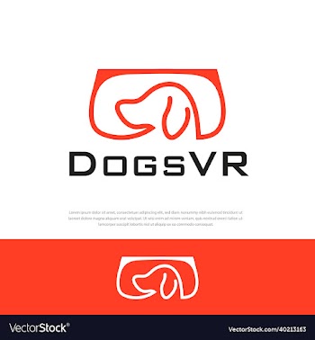 dog logo playing virtual game line style unique