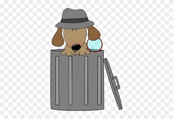 Dog Looking For Clues In A Trash Can - Cute Trash Can Clipart