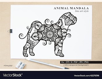 dog mandala line art style boho style