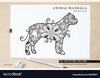 dog mandala line art style boho style
