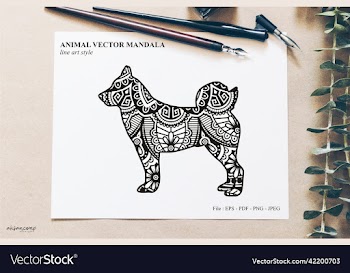 dog mandala line art style boho style