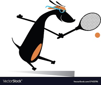 Dog playing tennis isolated vector image