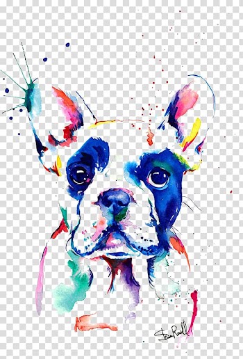 Dog pop art painting, French Bulldog Watercolor painting Drawing, Bulldog transparent background PNG clipart