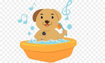 Dog Puppy Bathing Cartoon - Take a bath tub with a microphone in dog 