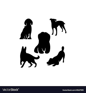 dog set silhouette icon logo
