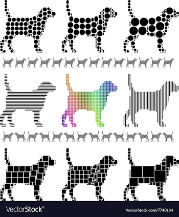 Dog silhouette mosaic set vector image