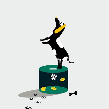 Dog standing on the donation box | Free stock vector - 462140