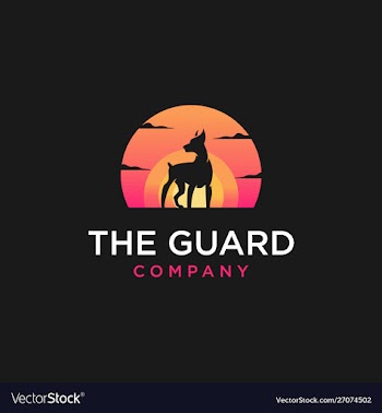 Dog sunset logo design vector image