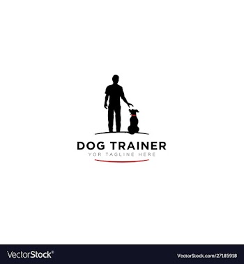 Dog trainer logo with black human modern logo dog vector image