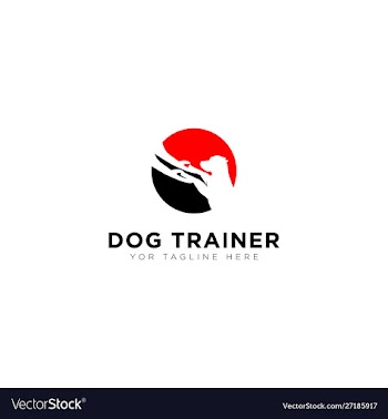 Dog trainer logo with standing dog modern animal vector image