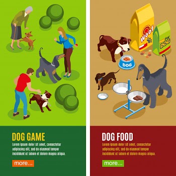 Dog vertical isometric banners Free Vector
