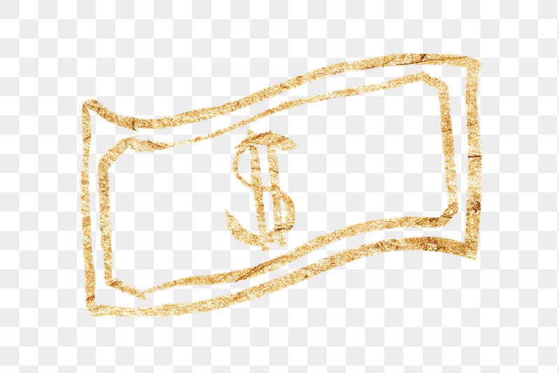 Dollar bill png sticker, gold | Free PNG Illustration - rawpixel