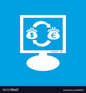 Dollar-euro exchange monitor icon vector image