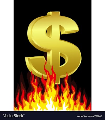 Dollar on fire vector image