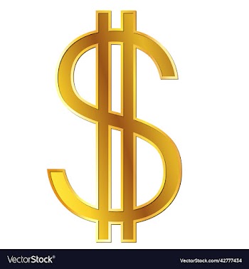 dollar usd currency golden sign in front view
