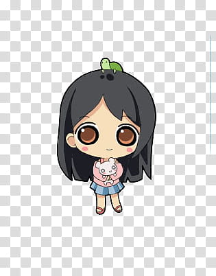 Dolls, black haired-female anime character transparent background PNG clipart