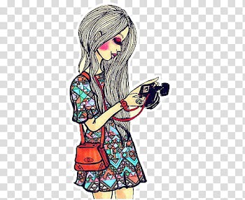 Dolls, female animated character holding camera transparent background PNG clipart