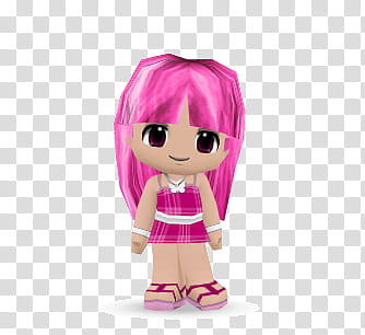 Dolls, pink-haired chibi anime character transparent background PNG clipart