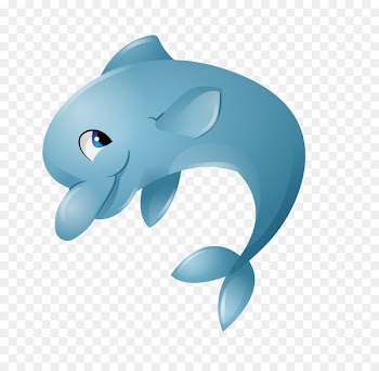 Dolphin Blue Cartoon - Hand-painted cartoon cute blue dolphin 
