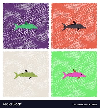 Dolphin delphinus delphis in hatching style vector image