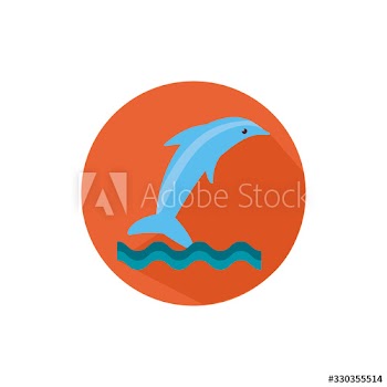dolphin sea animal block style icon