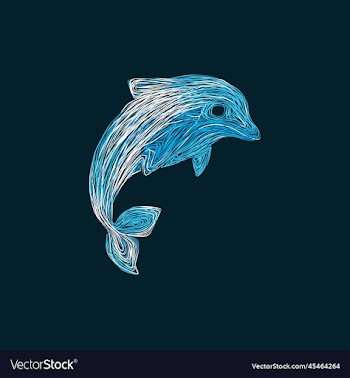dolphin swimming artwork design