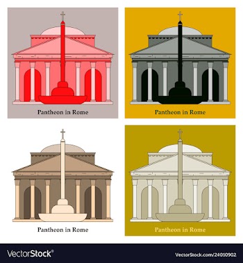 Dome of the pantheon cup in rome vintage engraved vector image