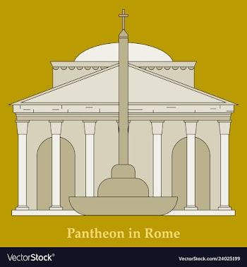 Dome of the pantheon cup in rome vintage engraved vector image