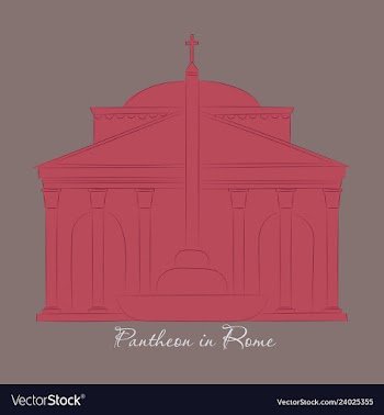 Dome of the pantheon cup in rome vintage engraved vector image