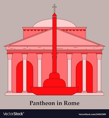 Dome of the pantheon cup in rome vintage engraved vector image