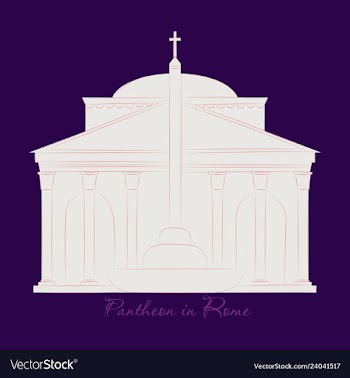 Dome of the pantheon cup in rome vintage engraved vector image