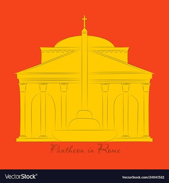 Dome of the pantheon cup in rome vintage engraved vector image