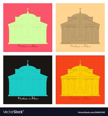 Dome of the pantheon cup in rome vintage engraved vector image