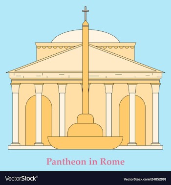 Dome of the pantheon cup in rome vintage engraved vector image